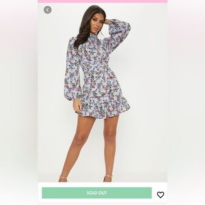Floral mock neck mini dress
